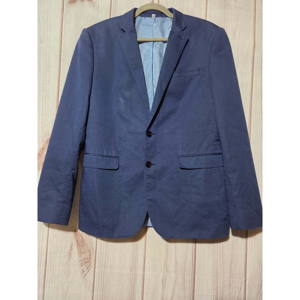 Express‎ Photographer Fitted Blazer Mens 40 Regular Blue Cotton Blend 2-Button